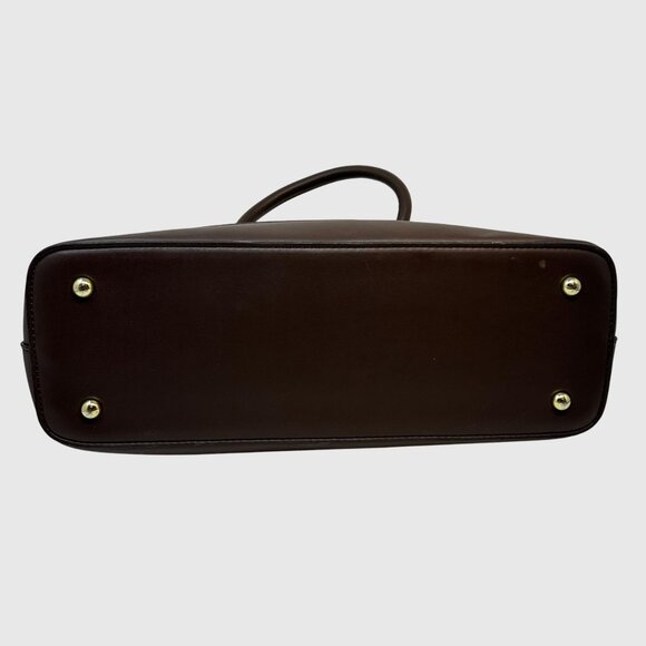 Anne Klein Brown & Beige Geometric Satchel Handbag With Detachable Strap - Picture 7 of 10